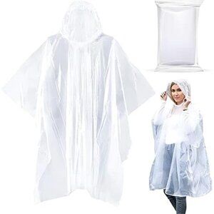 Disposable Rain Ponchos Adult Waterproof Clear Hooded Emergency Camping Travel